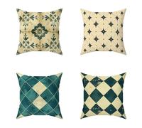 Outdoor Cushions 65X65CM Set of 4 Off White Geometry Soft Outdoor Cushions Waterproof Decorative Square Pillows HD Double Sided Printing for Garden Bench Patio Autumn Seat PadsHome Decor 8-3WM68