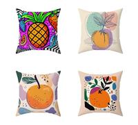 Outdoor Cushions 65X65CM Set of 4 Plain Fruit Linen Outdoor Cushions Waterproof Decorative Square Pillows HD Double Sided Printing for Garden Seat Pads BedPatio Farmhouse Home Wall Decor D-R7064