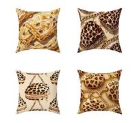 Outdoor Cushions 65X65CM Set of 4 Yellow Biscuit Linen Outdoor Cushions Waterproof Decorative Square Pillows HD Double Sided Printing for Garden Bench Patio Farmhouse Home Wall Decor, Gifts 6-AE875