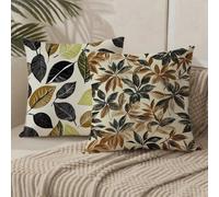 Outdoor Cushions 70cm x 70cm/28x28 Inch Large Cushion Covers Brown Throw Pillow Cover Leaf Velvet Square Pillowcases for Park Chair Balcony Bed Garden Decorative, Gifts for Women, Set of 2 1B-671