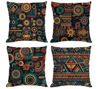 Outdoor Cushions 70x70 cm Cushion Covers Africa Throw Pillow Covers Linen Decorative Pillows with Invisible Zipper Square Pillowcase for Garden Furniture Park Bench Room Decor, Pack of 4 Abstract M210