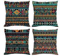 Outdoor Cushions 70x70 cm Cushion Covers Africa Throw Pillow Covers Velvet Decorative Pillows with Invisible Zipper Square Pillowcase for Garden Furniture Park Bench Room Decor, Pack of 4 Bohemia M100