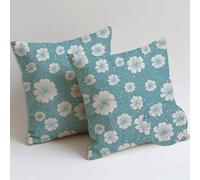 Outdoor Cushions 70x70 cm Duck Egg Cushion Covers Waterproof Soft Pillows Set of 2 Decorative Pillowcases Outdoor Garden Cushions Floral Double Sided Printing for Garden Furniture Balcony Decor C-1326