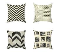 Outdoor Cushions 70X70CM Set of 4 Black And White Stripe Linen Outdoor Cushions Waterproof Decorative Square Pillows HD Double Sided Printing for Garden Seat Pads Patio Home Wall Decor Gifts T-R2449