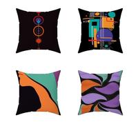 Outdoor Cushions 70X70CM Set of 4 Black Modern Soft Outdoor Cushions Waterproof Decorative Square Pillows HD Double Sided Printing for Garden Seat Pads BedPatio Farmhouse Home Wall Decor X-A0B72