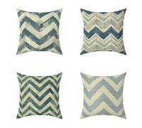 Outdoor Cushions 70X70CM Set of 4 White Stripe Soft Outdoor Cushions Waterproof Decorative Square Pillows HD Double Sided Printing for Garden Seat Pads BedPatio Farmhouse Home Wall Decor 3-WC835