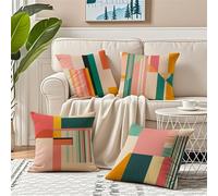 Outdoor Cushions 80cm x 80cm Modern Cushion Covers Set of 4 Garden Cushions Waterproof, Square Velvet Decorative Pillows with Smooth Invisible Zip for Garden Bench Farmhouse Deco, Simplicity R-765