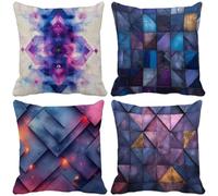 Outdoor Cushions 80cm x 80cm, Set of 4 Plaid Cushion Covers Linen Sofa Pillows Covers Nordic, Decorative Pillows with Invisible Zip for Outdoor Garden Furniture Patio Couch Home Decor Gifts s6-Q