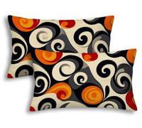 Outdoor Cushions Abstract, 2 Pack Waterproof Cushion Covers 30x50 cm, Rectangular Cushion Covers Orange, Liquid Resistant Double Sided Pillow Cases for Outdoor Garden Furniture Chair Balcony -8620