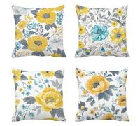 Outdoor Cushions Autumn Cushion Covers 55 x 55 Set of 4 Velvet White Cushion Covers Garden Cushions Square with Invisible Zipper Sofa Pillows Decorative Pillows for Patio Garden Bench Farmhouse T-491