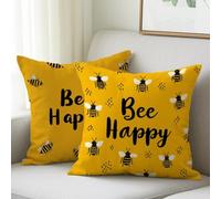 Outdoor Cushions Bee Cushion Covers 50x50 cm, Waterproof Velvet Pillowcases Autumn Throw Pillows Square Decorative Pillowcases Set of 2 Outdoor Pillows for Home Bed Garden Office Car Fall Decor M-638