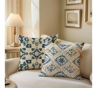 Outdoor Cushions Beige Cushion Covers 40cm x 40cm Geometry Garden Cushions, Outdoor Cushion Covers Waterproof, Summer Square Pillowcases with Invisible Zipper for Garden Furniture Sofa Bed Z1-550