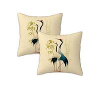 Outdoor Cushions Bird Waterproof Cushions Covers 65 x 65 cm Set of 2 Outdoor Throw Pillow Covers Linen Square Decorative Pillows Bamboo for Garden Furniture Bench Living Room Chair Patio Decor Z-926