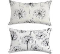 Outdoor Cushions Black And White Flower Cushion Covers 20x36in Linen Garden Cushions Waterproof Set of 2 Sofa Cushion for Outdoor Furniture Decorative Pillows Oblong Outside Throw Pillow Covers a-7869