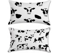 Outdoor Cushions Black And White Ox Cushion Covers 16x26in Velvet Garden Cushions Waterproof Set of 2 Sofa Cushion for Outdoor Furniture, Decorative Pillows, Oblong Outside Throw Pillow Covers u-15992