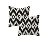 Outdoor Cushions black and white Waterproof Cushions Covers 80 x 80 cm Set of 2 Outdoor Throw Pillow Covers Linen Square Decorative Pillows Striped for Garden Bench Living Room Chair Patio Decor Z-466