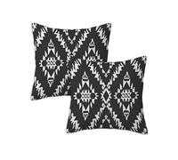 Outdoor Cushions black and white Waterproof Cushions Covers 90 x 90 cm Set of 2 Outdoor Throw Pillow Covers Linen Square Decorative Pillows Striped for Garden Bench Living Room Chair Patio Decor Z-468