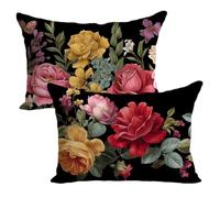 Outdoor Cushions Black Cushion Covers 50x60cm Retro Pillows Covers Waterproof Soft Comfy Velvet Throw Pillowcases Invisible Zipper for Living Room Bed Sofa Garden Fall Decorative Gift,Set of 2 LK-1778