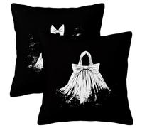 Outdoor Cushions Black Cushion Covers 65cm x 65cm, Outdoor Sofa Cushions Waterproof Linen Pillow Covers Simple Set of 2, Square Decorative Pillows Cases for Sofa Pillows, Gifts for Women, Decor -2523