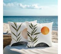 Outdoor Cushions Black Cushion Covers 80x80cm Set of 2 Landscape Garden Cushions Square Waterproof Velvet Throw Pillow Covers with Invisible Zipper for Patio Garden Living Room Autumn Decor 1Z-177