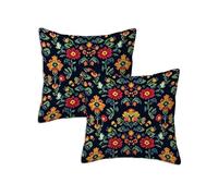 Outdoor Cushions Black Waterproof Cushions Covers 90 x 90 cm Set of 2 Outdoor Throw Pillow Covers Linen Square Decorative Pillows Bohemia for Garden Furniture Bench Living Room Chair Patio Decor Z-480