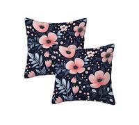 Outdoor Cushions Black Waterproof Cushions Covers 90 x 90 cm Set of 2 Outdoor Throw Pillow Covers Linen Square Decorative Pillows Flower for Garden Furniture Bench Living Room Chair Patio Decor Z-486