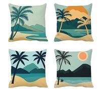 Outdoor Cushions Blue Cushion Covers 35 x 35 Set of 4 Velvet Natural Cushion Covers Garden Cushions Square with Invisible Zipper Sofa Pillows Decorative Pillows for Patio Garden Bench Farmhouse T-488