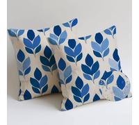 Outdoor Cushions Blue Cushion Covers 65x65 cm Waterproof Soft Large Garden Cushions Pack of 2 Element Throw Pillow Cases Square Sofa Pillowcases for Summer Fall Farmhouse Decor, Gifts for Women C-1044