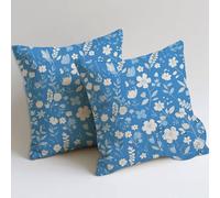 Outdoor Cushions Blue Cushion Covers 65x65 cm Waterproof Soft Large Garden Cushions Pack of 2 Summer Floral Throw Pillow Cases Square Sofa Pillowcases for Farmhouse Summer Fall Decor, Gifts C-1032