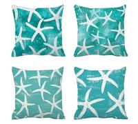 Outdoor Cushions Blue Cushion Covers 75 x 75 Set of 4 Velvet Star Cushion Covers Garden Cushions Square with Invisible Zipper Sofa Pillows Decorative Pillows for Patio Garden Bench Farmhouse T-489