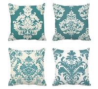 Outdoor Cushions Blue Cushion Covers 80 x 80 Set of 4 Velvet Northern Europe Cushion Covers Garden Cushions Square with Invisible Zipper Sofa Pillows Decorative Pillows for Patio Garden Bench T-485