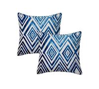 Outdoor Cushions Blue Waterproof Cushions Covers 60 x 60 cm Set of 2 Outdoor Throw Pillow Covers Linen Square Decorative Pillows Striped for Garden Furniture Bench Living Room Chair Patio Decor Z-718