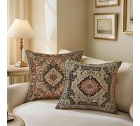 Outdoor Cushions Brown Cushion Covers 40cm x 40cm Bohemia Garden Cushions, Outdoor Cushion Covers Waterproof, Decorative Square Pillowcases with Invisible Zipper for Garden Furniture Sofa Bed Z1-678