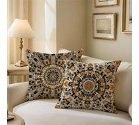 Outdoor Cushions Brown Cushion Covers 65cm x 65cm Bohemia Garden Cushions, Outdoor Cushion Covers Waterproof, Decorative Square Pillowcases with Invisible Zipper for Garden Furniture Sofa Bed Z1-760