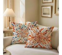 Outdoor Cushions Burnt Orange Cushion Covers 50cm x 50cm Bohemia Garden Cushions, Outdoor Cushion Covers Waterproof, Square Pillowcases with Invisible Zipper for Garden Furniture Sofa Bed Z1-684