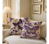 Outdoor Cushions Butterfly Cushion Covers 70cm x 70cm Purple Garden Cushions, Outdoor Cushion Covers Waterproof Decorative Square Pillowcases with Invisible Zipper for Garden Furniture Sofa Bed Z1-648