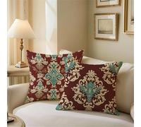 Outdoor Cushions Claret Cushion Covers 40cm x 40cm Pattern Garden Cushions, Outdoor Cushion Covers Waterproof, Summer Square Pillowcases with Invisible Zipper for Garden Furniture Sofa Bed Z1-496