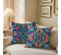 Outdoor Cushions Color Cushion Covers 60cm x 60cm Mandala Garden Cushions, Outdoor Cushion Covers Waterproof, Decorative Square Pillowcases with Invisible Zipper for Garden Furniture Sofa Bed Z1-756