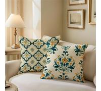 Outdoor Cushions Cream Cushion Covers 40cm x 40cm Green Garden Cushions, Outdoor Cushion Covers Waterproof, Decorative Square Pillowcases with Invisible Zipper for Garden Furniture Sofa Bed Z1-466
