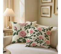 Outdoor Cushions Cream Cushion Covers 50cm x 50cm Peony Garden Cushions, Outdoor Cushion Covers Waterproof, Decorative Square Pillowcases with Invisible Zipper for Garden Furniture Sofa Bed Z1-668