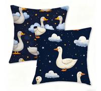 Outdoor Cushions Decorative Cushion Covers 30x30cm, Square Linen Pillow Cases 2 Pack, Double-Sided Navy Blue Pillowcases for Garden Cushions Waterproof, Living Room Farmhouse Home Decor Animal 0n-281
