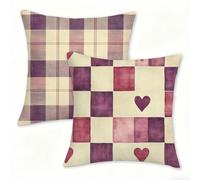 Outdoor Cushions Decorative Cushion Covers 30x30cm, Square Linen Pillow Cases 2 Pack, Double-Sided Retro Pillowcases for Garden Cushions Waterproof, Living Room Patio Farmhouse Home Decor Love 0n-276