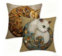 Outdoor Cushions Decorative Cushion Covers 30x30cm, Square Linen Pillow Cases 2 Pack, Double-Sided Retro Pillowcases for Garden Cushions Waterproof, Sofa Living Room Farmhouse Home Decor Animal 0n-269