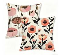 Outdoor Cushions Decorative Cushion Covers 30x30cm, Square Linen Pillow Cases 2 Pack, Double-Sided Simple Pillowcases for Garden Cushions Waterproof, Patio Farmhouse Home Decor Flowers (6) 0n-392