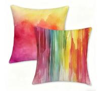 Outdoor Cushions Decorative Cushion Covers 35x35cm, Square Linen Pillow Cases 2 Pack, Double-Sided Color Pillowcases for Garden Cushions Waterproof, Patio Farmhouse Home Decor Abstract (3) 0n-104