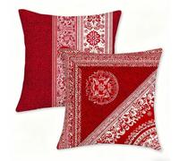 Outdoor Cushions Decorative Cushion Covers 40x40cm, Square Linen Pillow Cases 2 Pack, Double-Sided Red Pillowcases for Garden Cushions Waterproof, Sofa Living Room Farmhouse Home Decor Abstract 0n-320