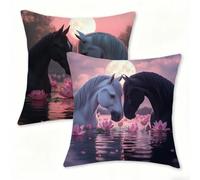 Outdoor Cushions Decorative Cushion Covers 60x60cm, Square Linen Pillow Cases 2 Pack, Double-Sided Black And White Pillowcases for Garden Cushions Waterproof, Patio Farmhouse Home Decor Horse 0n-291