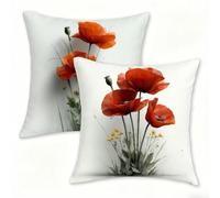 Outdoor Cushions Decorative Cushion Covers 65x65cm, Square Linen Pillow Cases 2 Pack, Double-Sided Simple Pillowcases for Garden Cushions Waterproof, Living Room Farmhouse Home Decor Flower (5) 0n-417