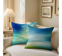 Outdoor Cushions Duck Egg Color Cushion Covers 60cm x 60cm Sky Garden Cushions, Outdoor Cushion Covers Waterproof, Square Pillowcases with Invisible Zipper for Garden Furniture Sofa Decor Z1-452Z1-664