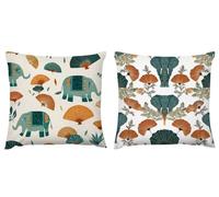 Outdoor Cushions Elephant Cushion Covers 65cm x 65cm Painting Velvet Decorative Throw Set of 2 Pillows Cushions Waterproof Modern Square Pillow Cases, for Garden Sofa Chair Bedroom Home Office zj-64